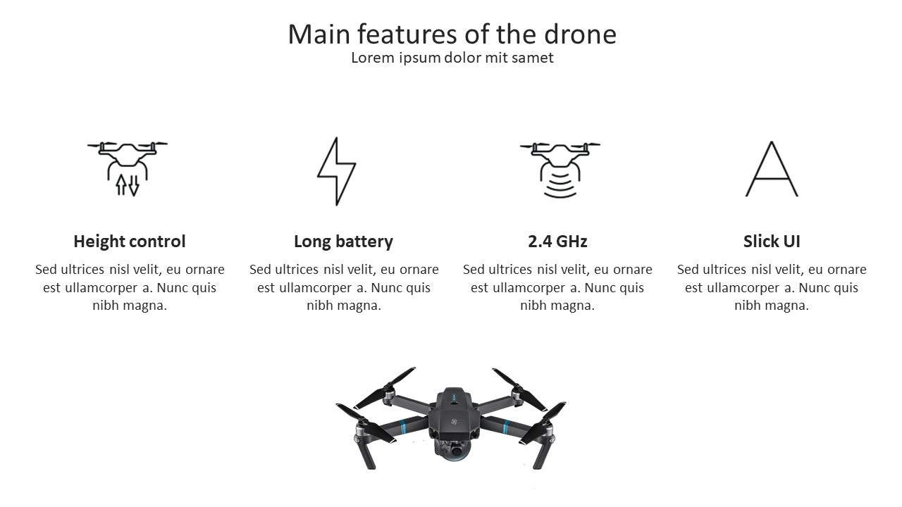 Main Features Of The Drone PPT Template